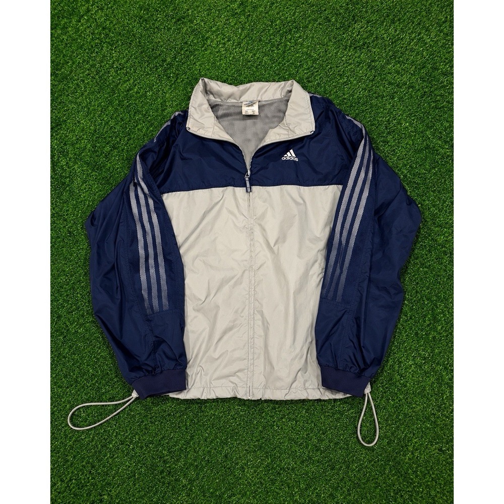 Vintage Adidas Windbreaker Jacket Men's Navy Gray Full Zip Sz XL Dallas Cowboys